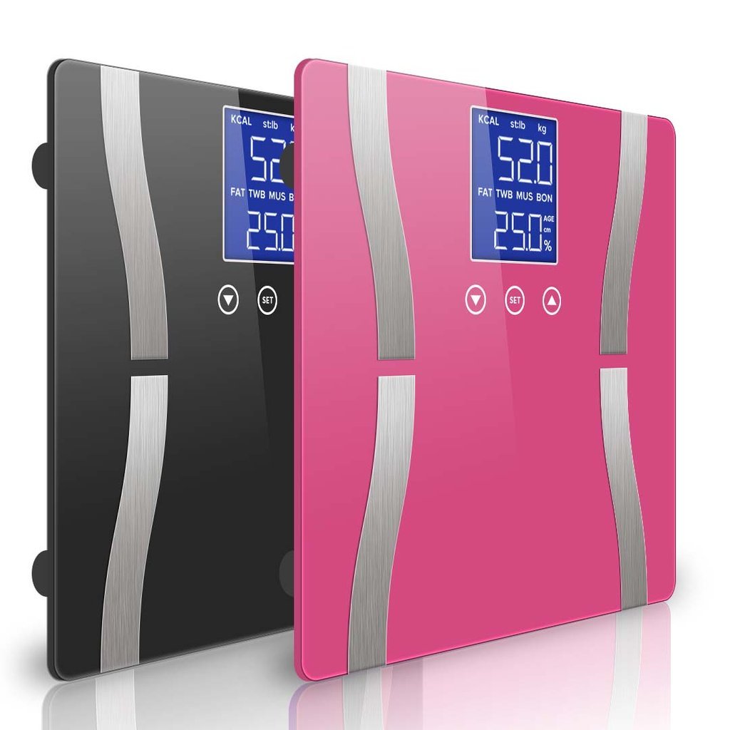 2-x-digital-body-fat-bathroom-scales-lcd-blackpink-factory-to-home-513130 2 x Digital Body Fat Bathroom Scales - LCD - Black/Pink