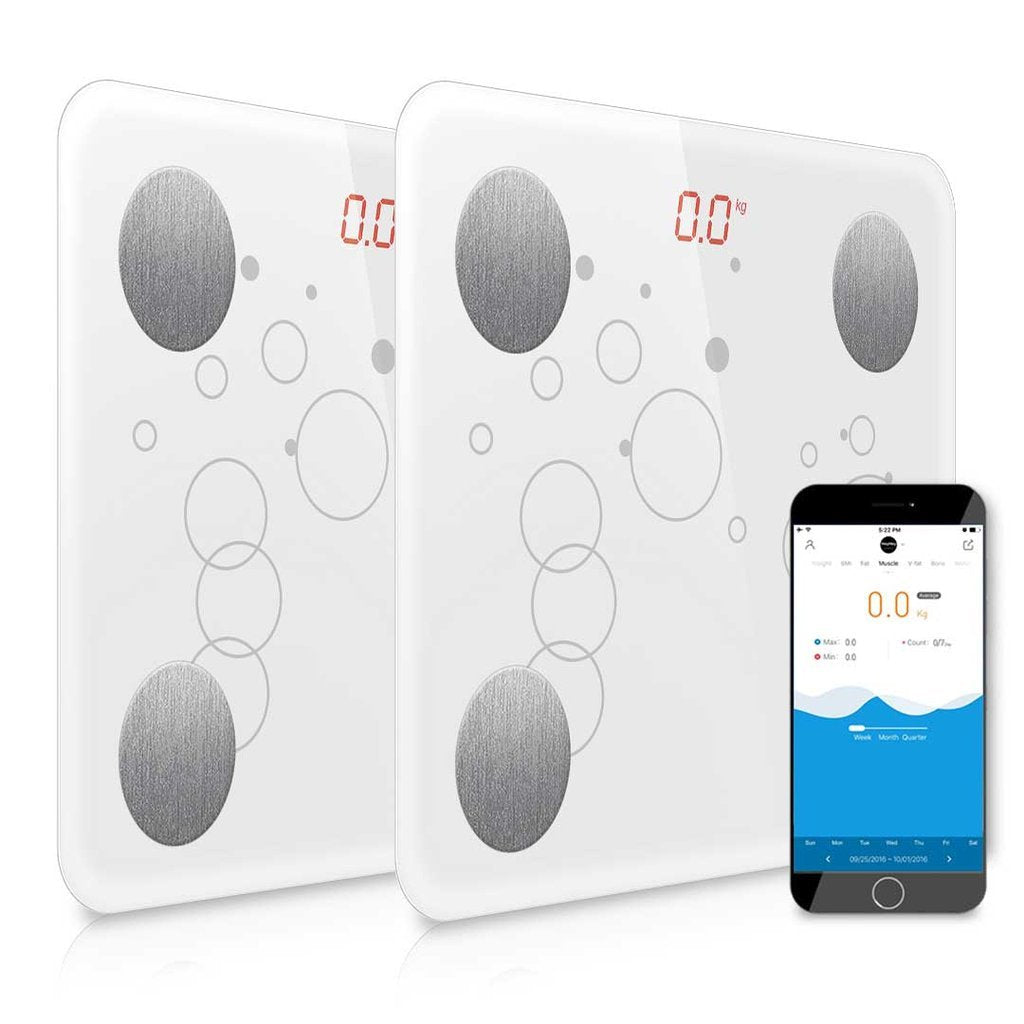 2x-180kg-bluetooth-digital-personal-bathroom-scales-body-fat-white-factory-to-home-976104 2x 180KG Bluetooth Digital Personal Bathroom Scales - Body Fat - White