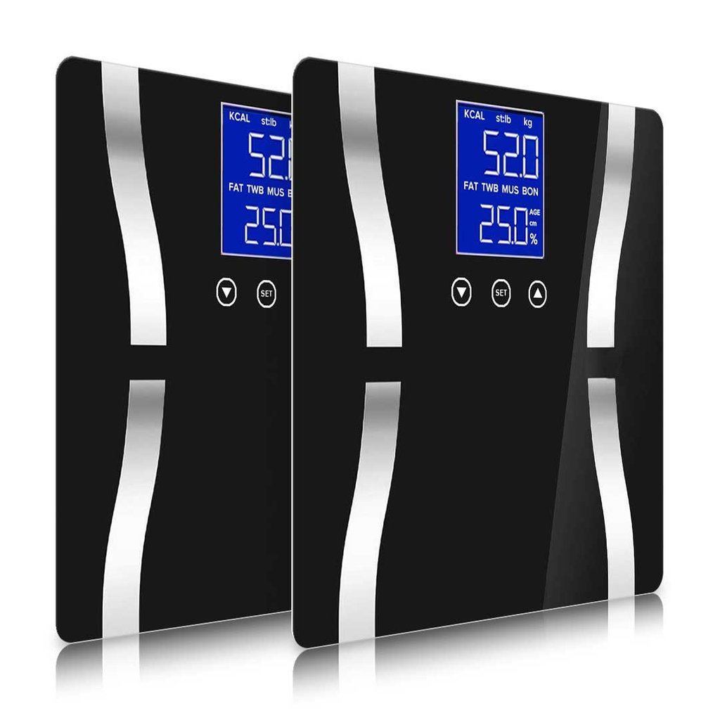 2x-digital-body-fat-bathroom-scales-lcd-electronic-black-factory-to-home-846805 2x Digital Body Fat Bathroom Scales - LCD Electronic - Black
