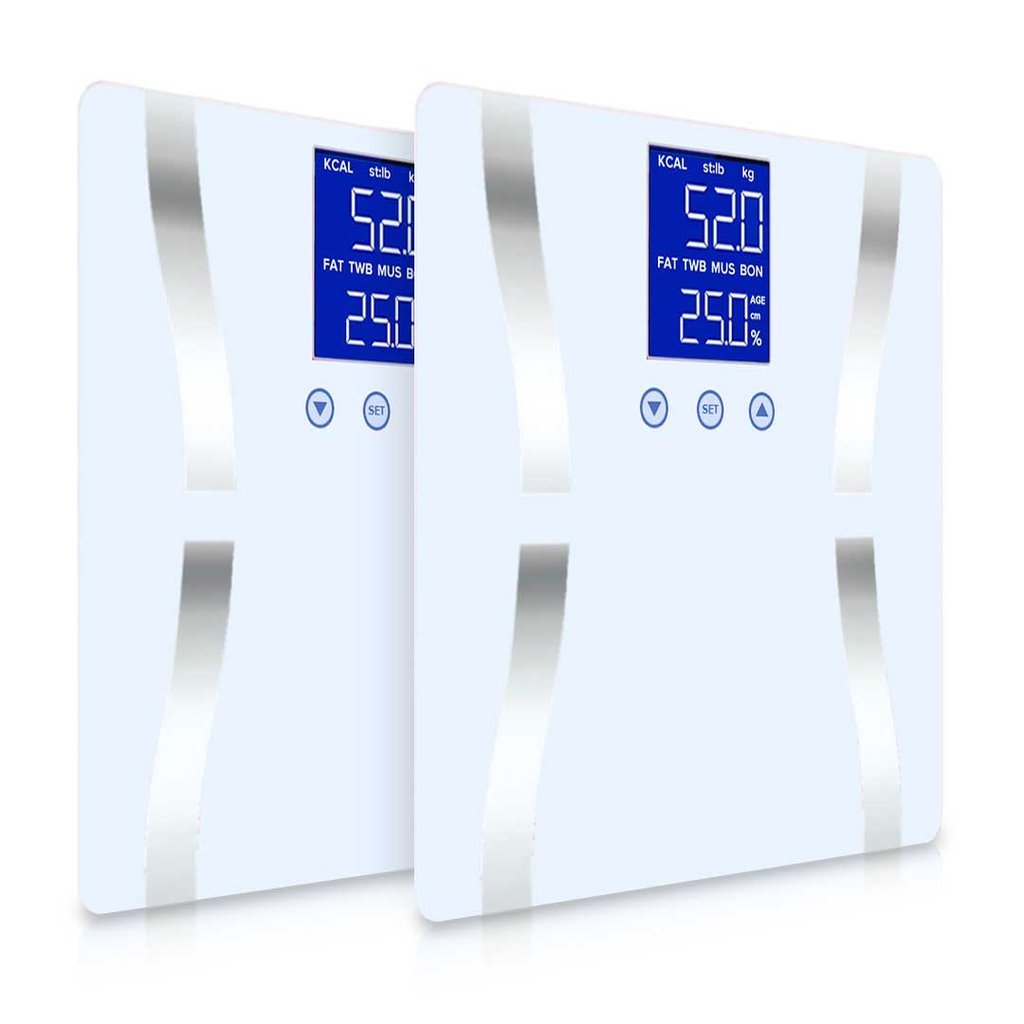 2x-digital-body-fat-bathroom-scales-lcd-electronic-white-factory-to-home-867089 2x Digital Body Fat Bathroom Scales - LCD Electronic - White