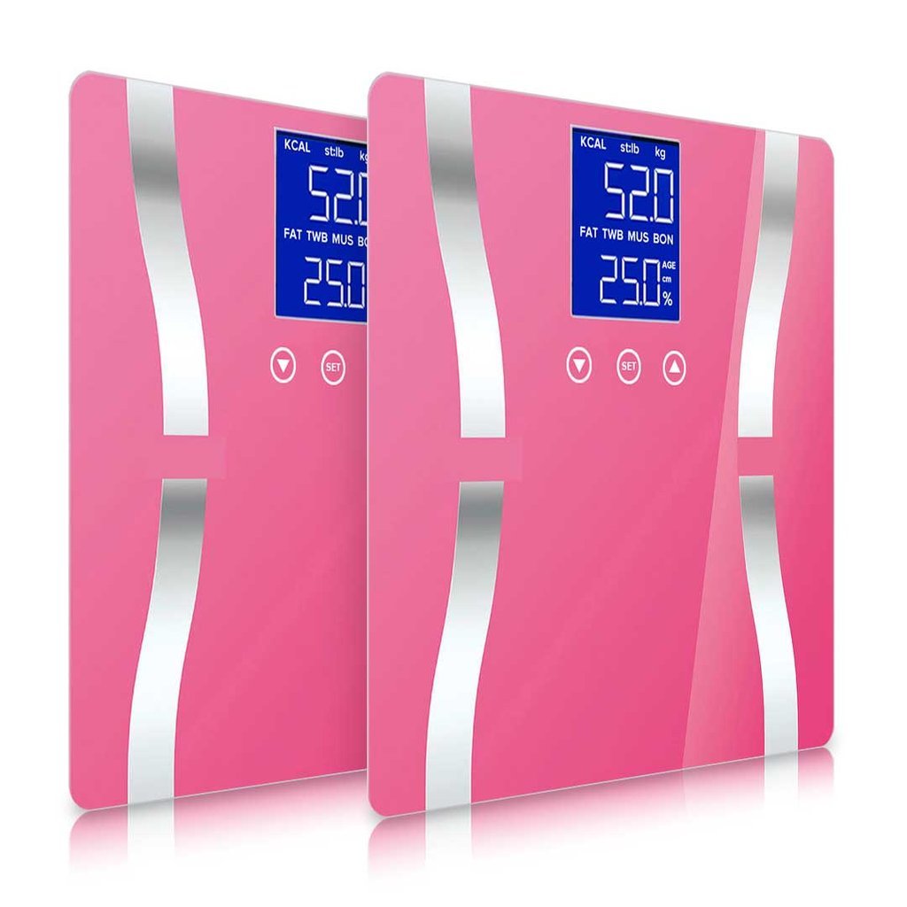 2x-digital-body-fat-scale-lcd-electronic-pink-factory-to-home-369634 2x Digital Body Fat Scale - LCD Electronic - Pink