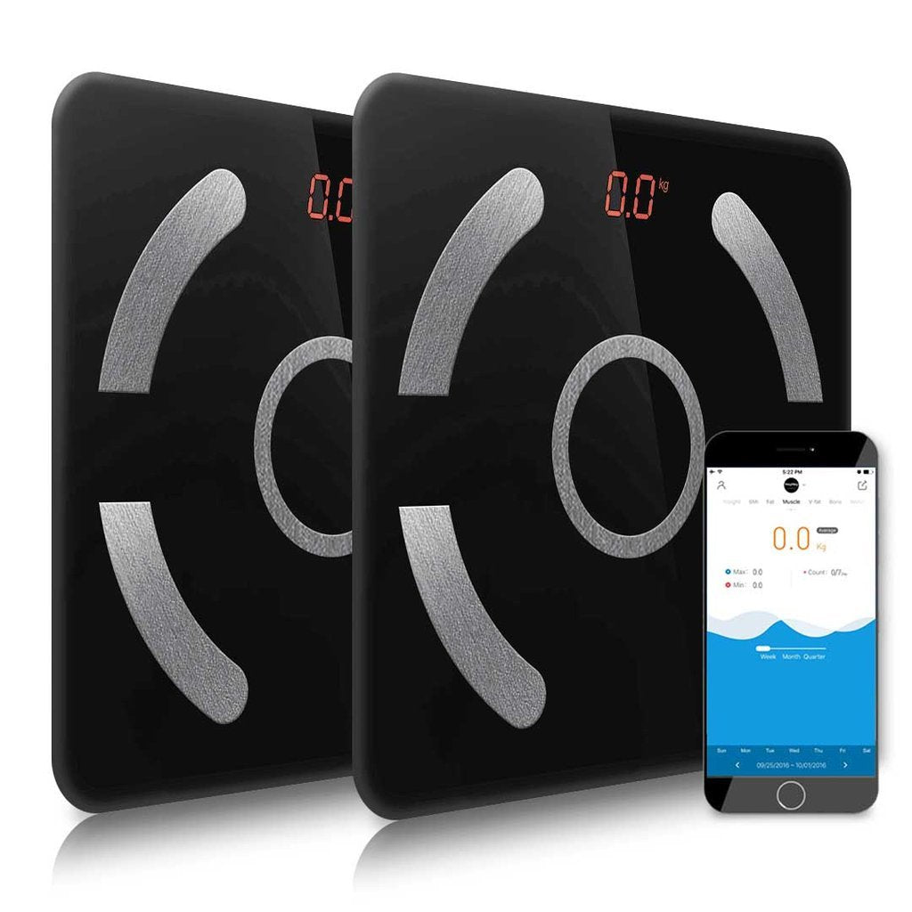 2x Wireless Bluetooth Digital Body Fat Scale/Health Analyser - Black