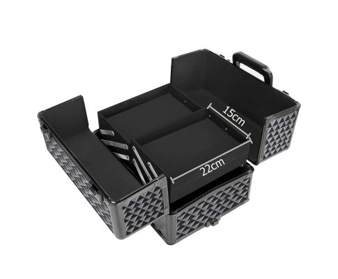 case-mu-4t-081-dibk-02 Embellir 7 in 1 Portable Cosmetic Beauty Makeup Trolley - Diamond Black