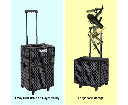 case-mu-4t-081-dibk-041 Embellir 7 in 1 Portable Cosmetic Beauty Makeup Trolley - Diamond Black