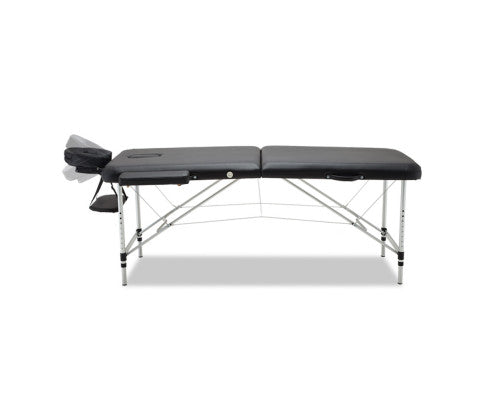 mt-alum-2fold-bk-75-02 Livemor 2 Fold Portable Aluminium Massage Table - Black